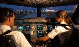 Air France pilots in cockpit of an A320