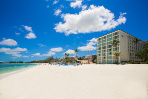 The beachfront of the Breezes Bahamas all-inclusive resort is along Cable Beach