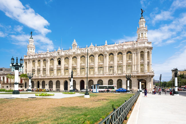 Theatre standing beside city square in Havana Cuba